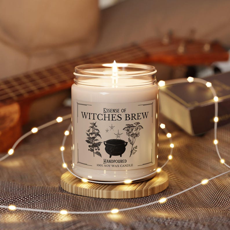 Witches Brew Vintage Halloween Candle – Spooky Scented Soy Jar, Witchy Fall Home Decor, Cozy Autumn Gift
