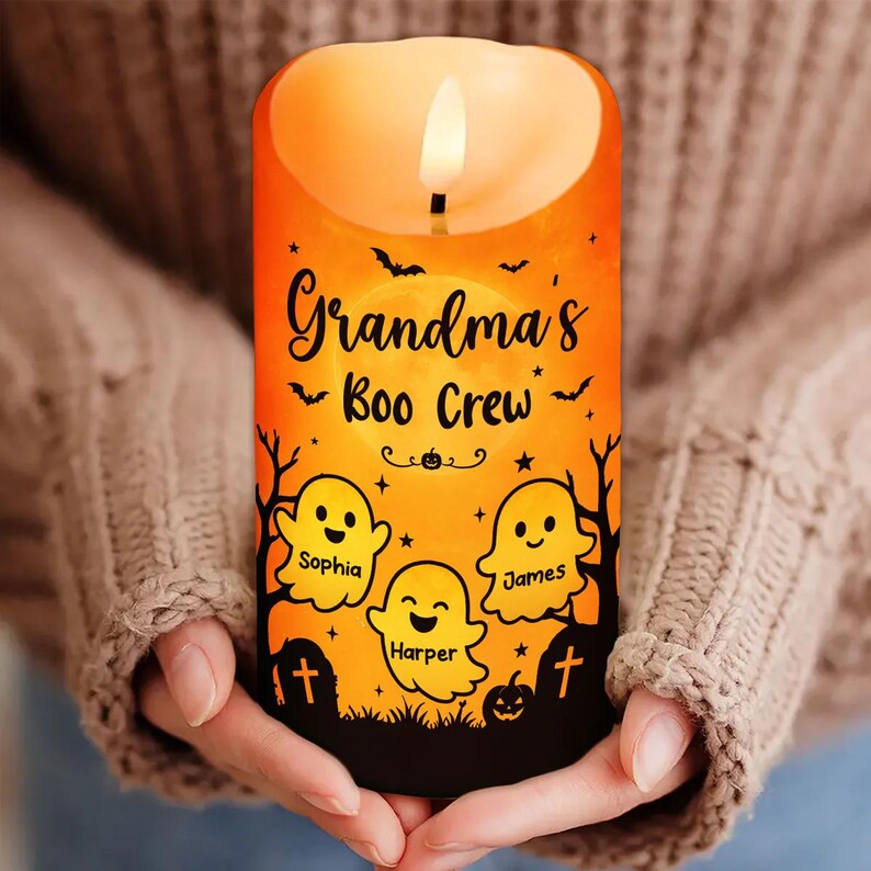 Grandma Halloween Gift LED Candle, Grandma’s Boo Crew Ghost Decor with Grandkids (Copy)
