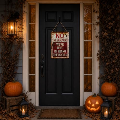 Halloween Metal Sign, Retro Yard and Wall Decor, Vintage Spooky Outdoor Sign, Rustic Halloween Home Decoration