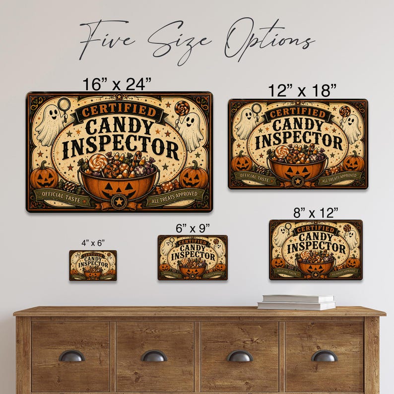 Certified Candy Inspector Metal Sign, Funny Halloween Candy Sign, Trick or Treat Wall Decor, Spooky Season Porch Sign, Halloween Candy Lover Gift (Copy)