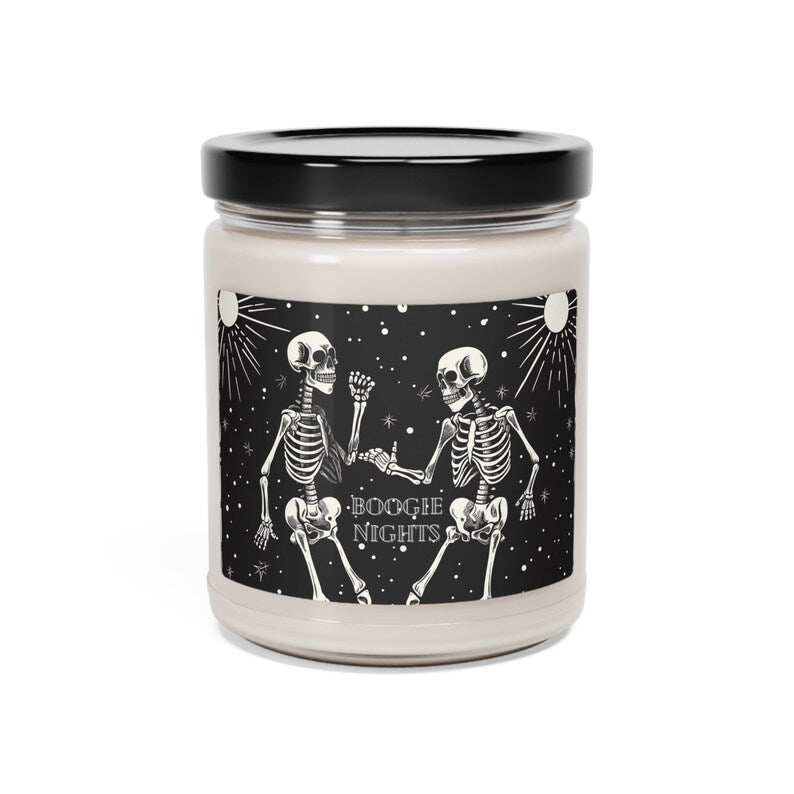 Boogie Nights Skeleton Candle | Scented Soy Wax Halloween Candle | Spooky Gothic Home Decor | Skeleton Gift for Halloween Lovers