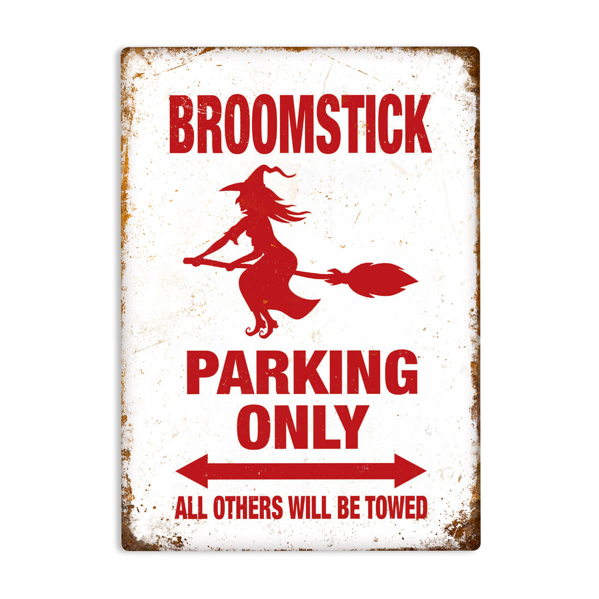 Broomstick Parking Only Metal Tin Sign, Funny Witch Halloween Wall Decor, Witchy Parking Plaque, Spooky Season Home Decoration, Halloween Gift