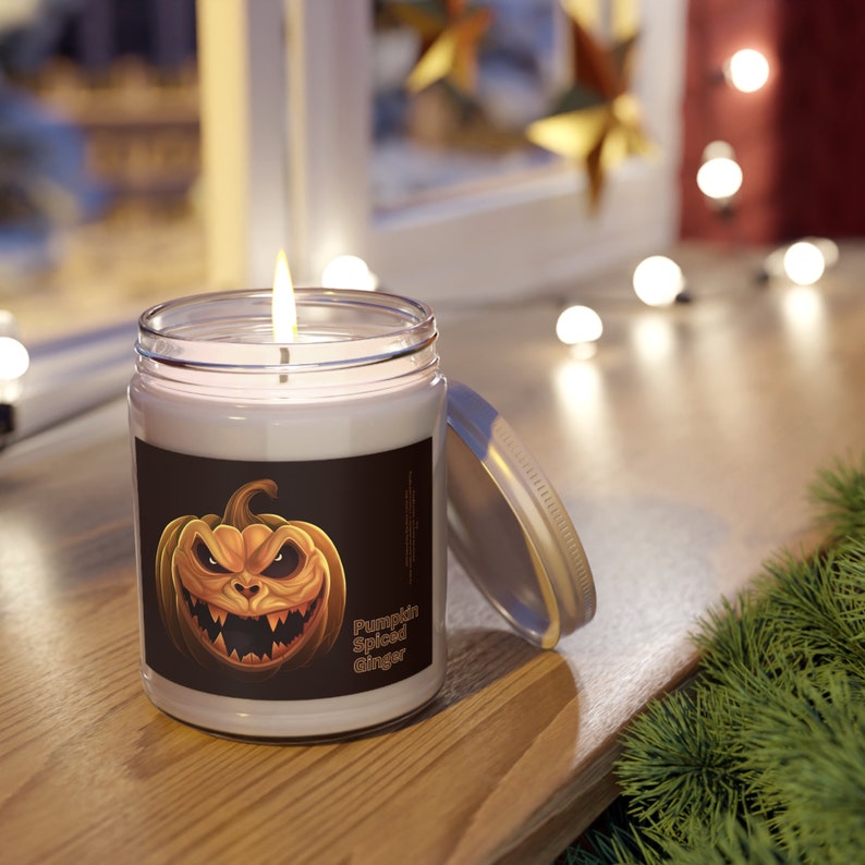 Pumpkin Spiced Ginger Scented Candle, Halloween Soy Wax Candle, Cozy Fall Home Decor, Pumpkin Spice Autumn Candle, Spooky Season Gift
