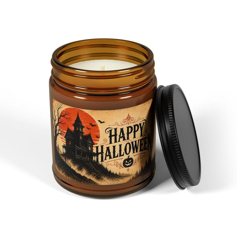 🎃 Happy Halloween Scented Candle, Vintage Haunted House Candle, Spooky Halloween Decor & Gift 🕯️👻