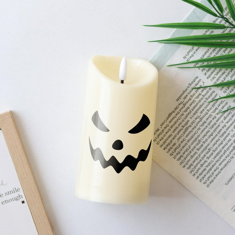 🎃👻 Halloween Spooky Face Jack-O'-Lantern LED Candle 🕯️🧡