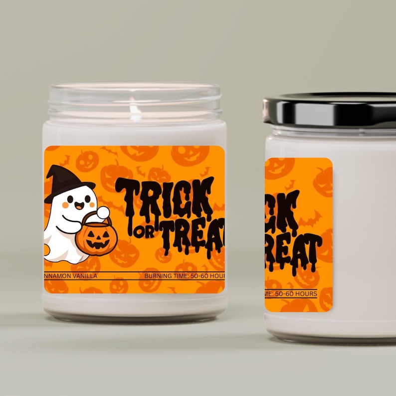 Trick or Treat Scented Soy Candle, Halloween Ghost Pumpkin Candle, Spooky Fall Home Decor, Cozy Halloween Candle, Autumn Gift, Halloween Decor