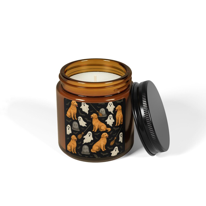 Golden Retriever Halloween Candle, Spooky Dog Mom Fall Candle, Halloween Dog Lover Decor, Cute Puppy Candle, Autumn Home Decor, Halloween Gift (Copy)