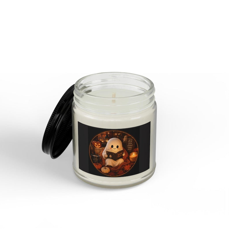 Ghost Reading Candle, Spooky Halloween Scented Candle, Cozy Book Lover Home Decor, Cute Ghost Fall Gift