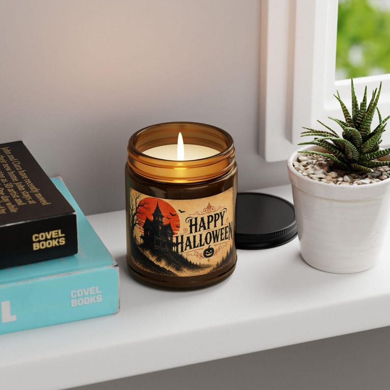 🎃 Happy Halloween Scented Candle, Vintage Haunted House Candle, Spooky Halloween Decor & Gift 🕯️👻