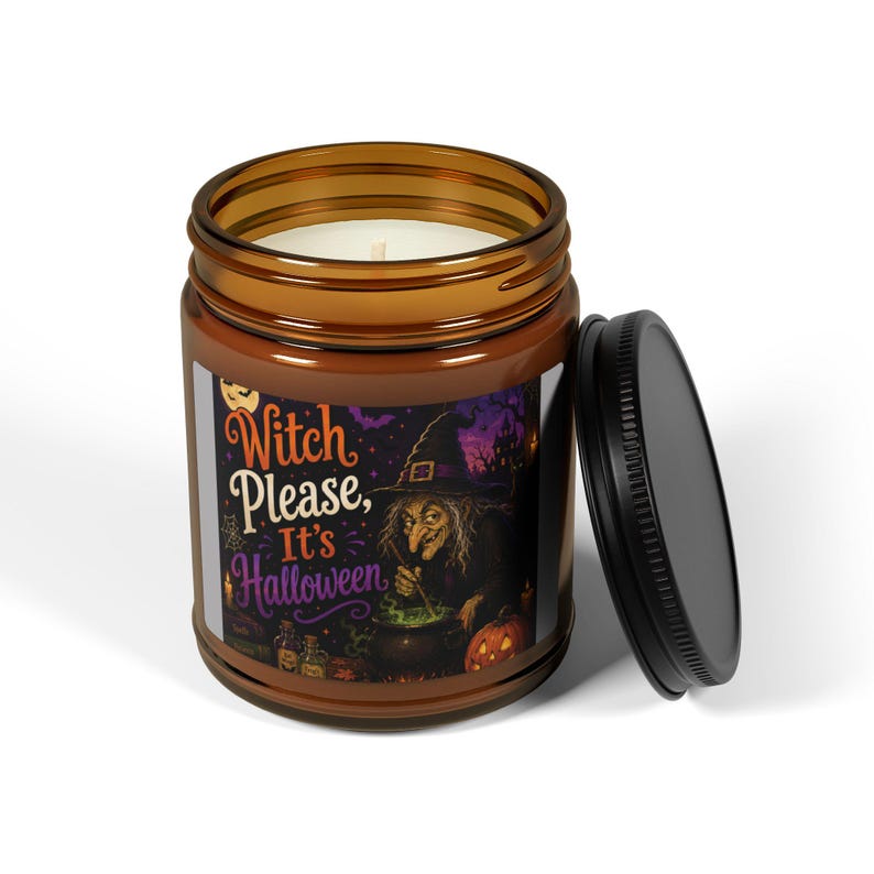 Witch Please It's Halloween Candle, Amber Jar Soy Candle, Funny Witchy Halloween Decor, Spooky Fall Candle, Gothic Home Decor, Halloween Gift