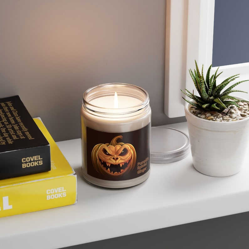 Pumpkin Spiced Ginger Scented Candle, Halloween Soy Wax Candle, Cozy Fall Home Decor, Pumpkin Spice Autumn Candle, Spooky Season Gift
