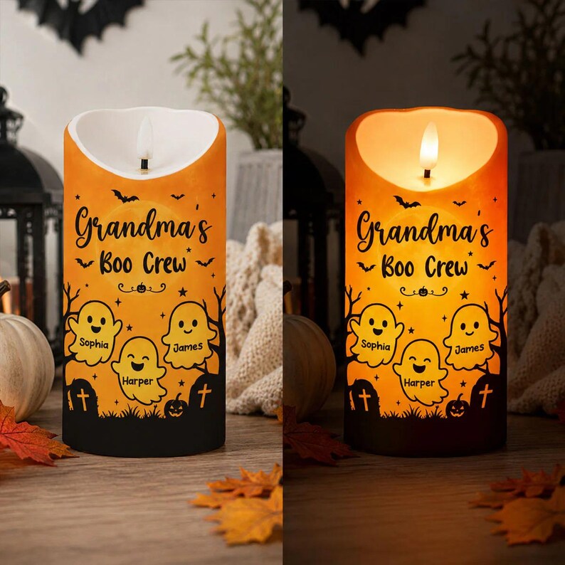 Grandma Halloween Gift LED Candle, Grandma’s Boo Crew Ghost Decor with Grandkids (Copy)
