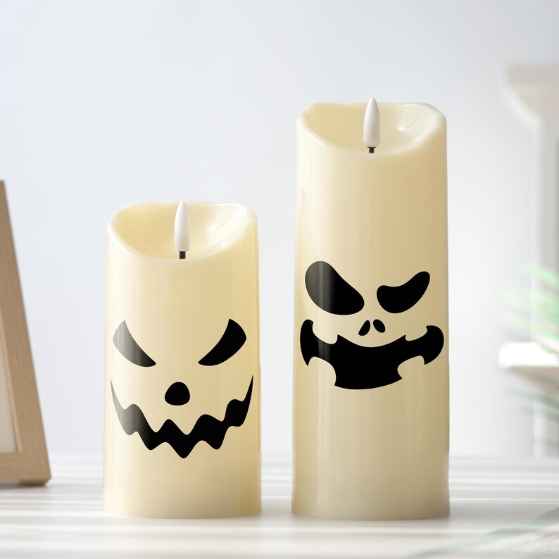 🎃👻 Halloween Spooky Face Jack-O'-Lantern LED Candle 🕯️🧡
