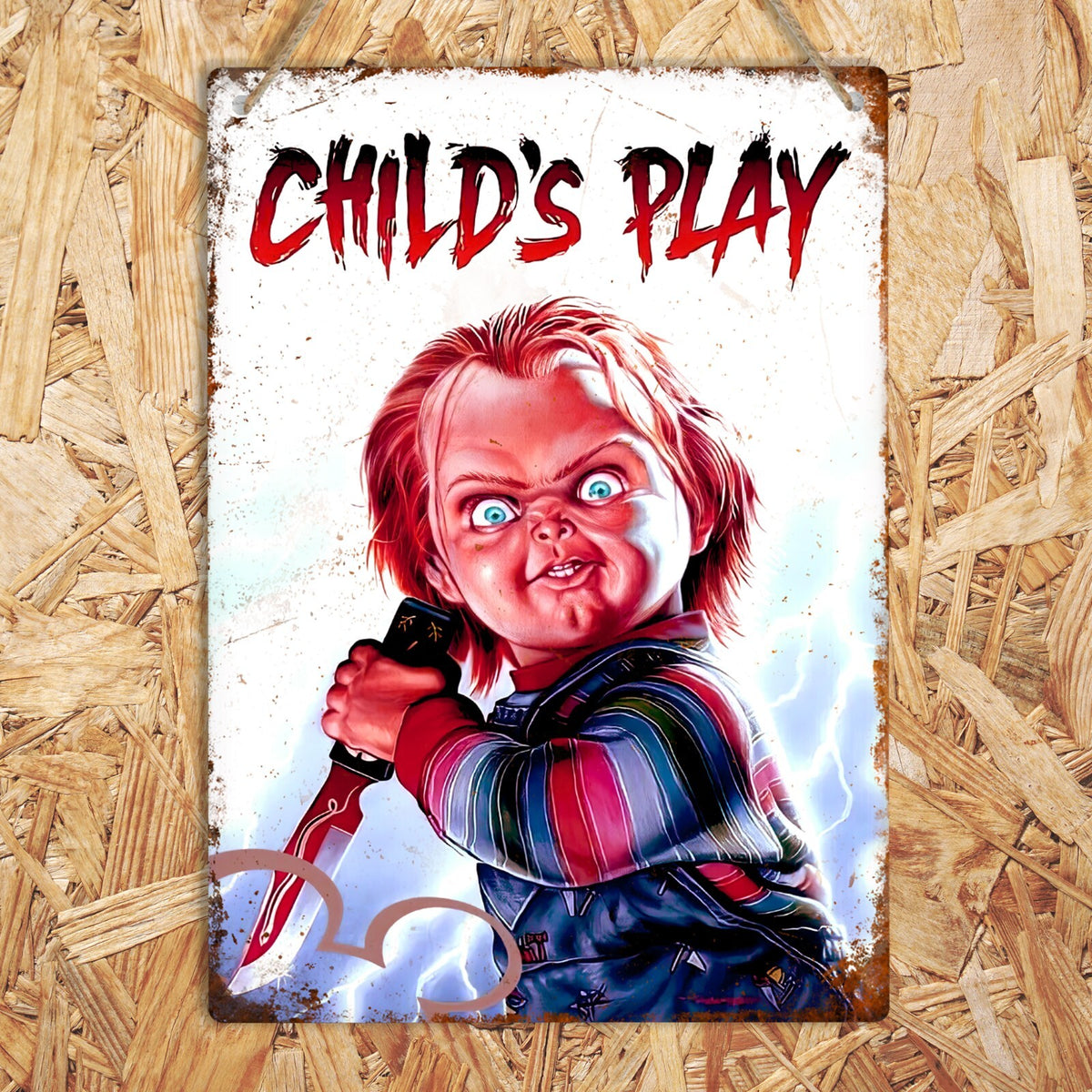 Child’s Play Horror Metal Sign, Creepy Doll Movie Wall Art, Vintage Halloween Horror Plaque, Spooky Room Decor, Scary Film Fan Gift