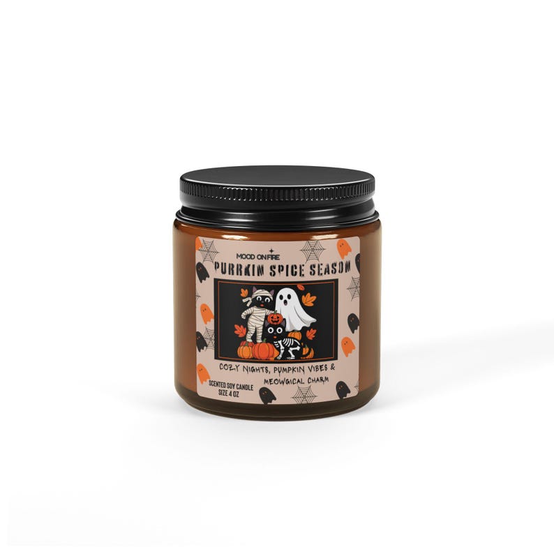 Halloween Cat Candle, Pumpkin Spice Soy Candle, Black Cat Fall Decor, Spooky Autumn Candle, Halloween Home Decor, Cat Lover Gift (Copy)