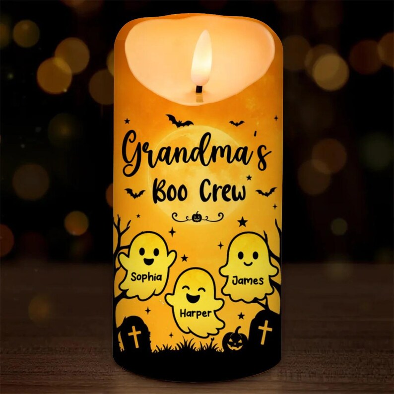 Grandma Halloween Gift LED Candle, Grandma’s Boo Crew Ghost Decor with Grandkids (Copy)