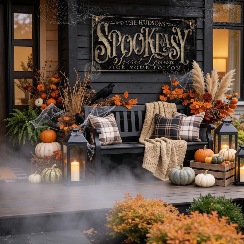 Spookeasy Halloween Sign, Vintage Halloween Bar Wall Decor, Spooky Porch Sign, Halloween Party Wall Art, Rustic Ghost Pumpkin Decoration (Copy)