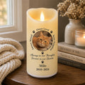Custom Dog Cat Memorial LED Candle, Personalized Pet Photo Remembrance Light, Rainbow Bridge Keepsake, Pet Loss Gift