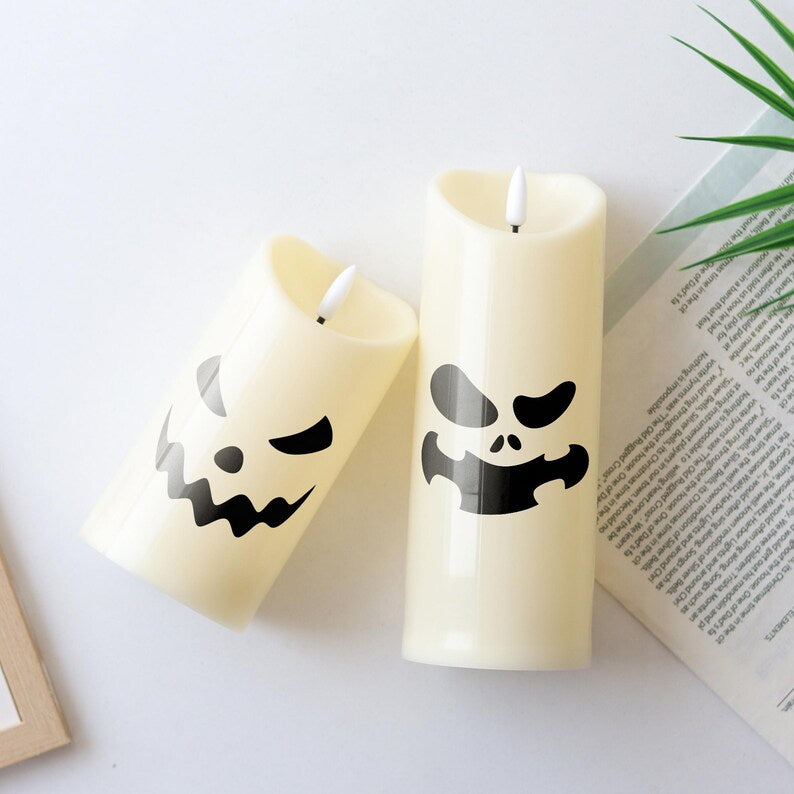 🎃👻 Halloween Spooky Face Jack-O'-Lantern LED Candle 🕯️🧡