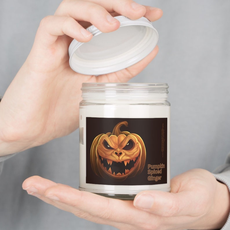 Pumpkin Spiced Ginger Scented Candle, Halloween Soy Wax Candle, Cozy Fall Home Decor, Pumpkin Spice Autumn Candle, Spooky Season Gift