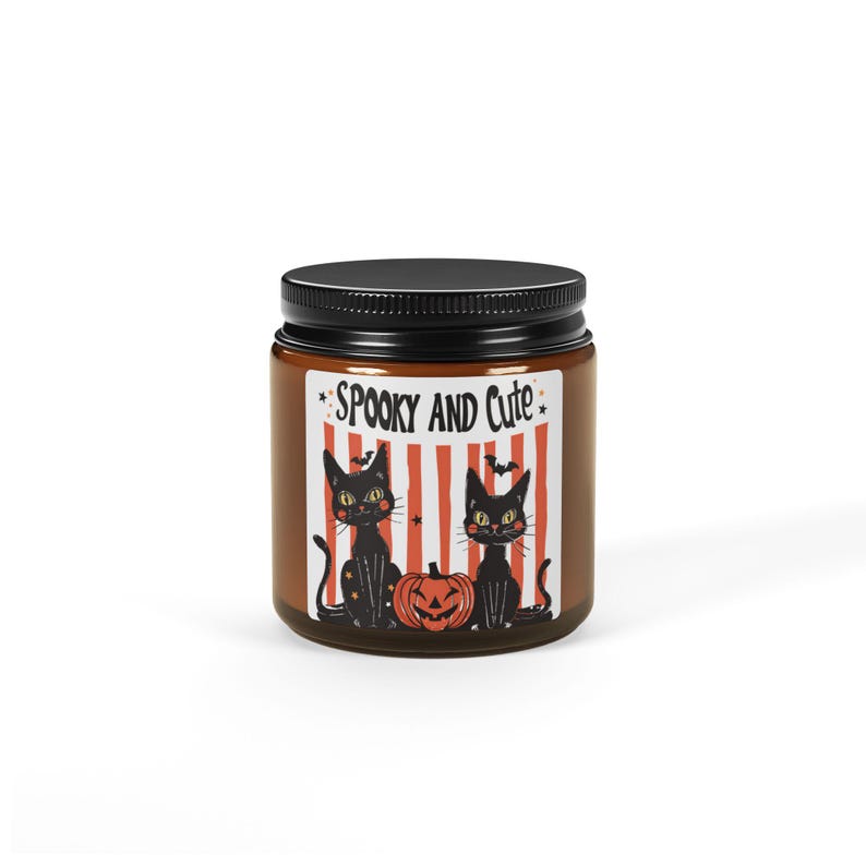 Halloween Home Decor Candle, Vintage Black Cat Fall Candle, Trick or Treat Halloween Candle, Spooky Season Home Decor, Black Cat Lover Gift