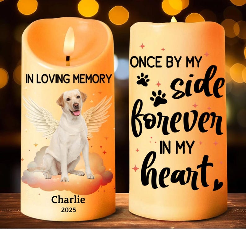 Custom Pet Memorial LED Candle, Personalized Pet Photo Keepsake, Dog & Cat Remembrance Candle, Pet Loss Sympathy Gift, In Loving Memory Decor