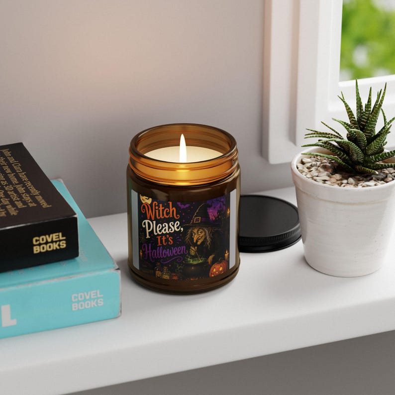 Witch Please It's Halloween Candle, Amber Jar Soy Candle, Funny Witchy Halloween Decor, Spooky Fall Candle, Gothic Home Decor, Halloween Gift