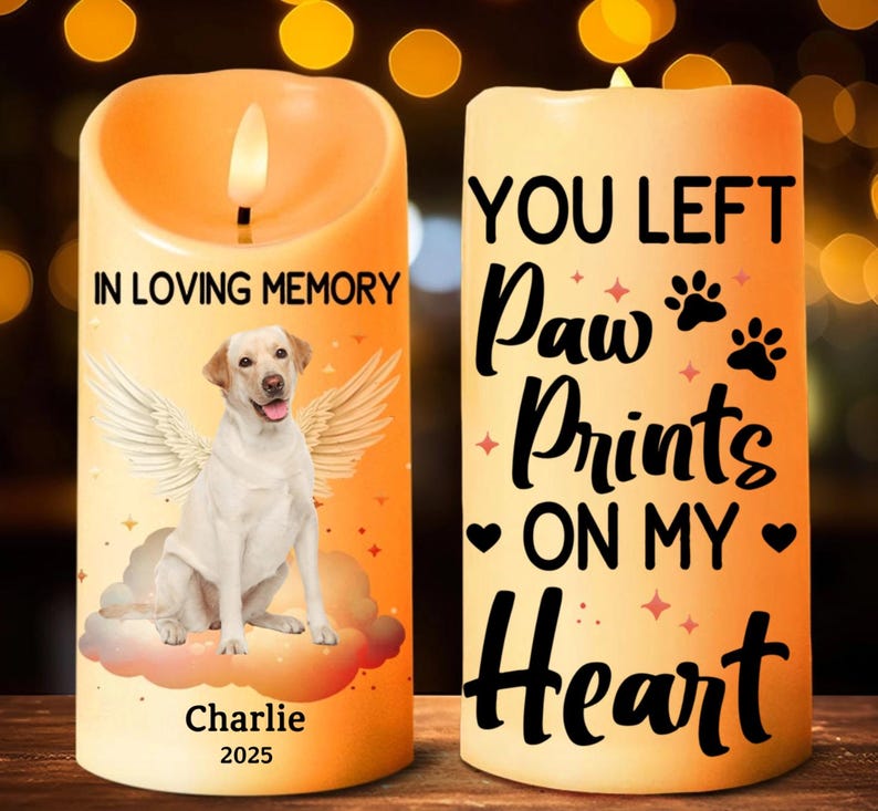 Custom Pet Memorial LED Candle, Personalized Pet Photo Keepsake, Dog & Cat Remembrance Candle, Pet Loss Sympathy Gift, In Loving Memory Decor