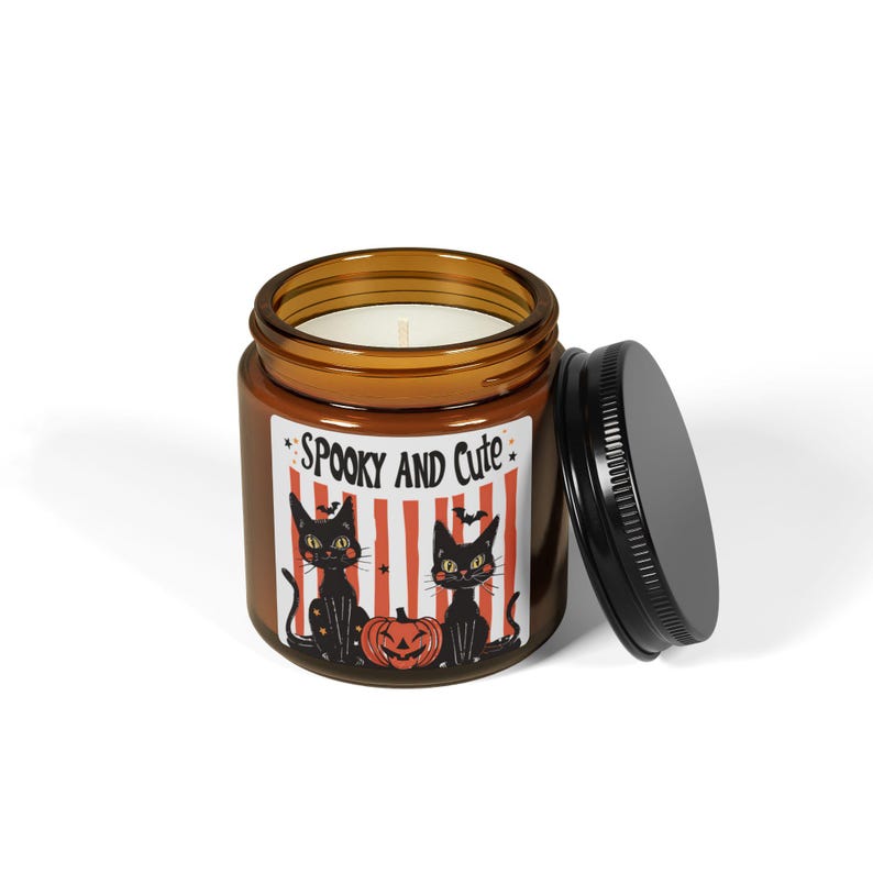 Halloween Home Decor Candle, Vintage Black Cat Fall Candle, Trick or Treat Halloween Candle, Spooky Season Home Decor, Black Cat Lover Gift