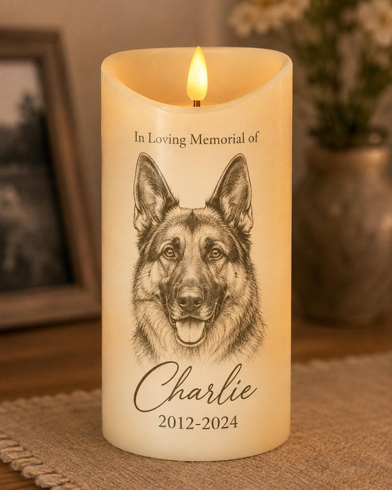 In Loving Memory Pet LED Candle, Custom Dog Cat Photo Memorial Light, Rainbow Bridge Remembrance Decor, Personalized Sympathy Keepsake, Pet Lover Gift