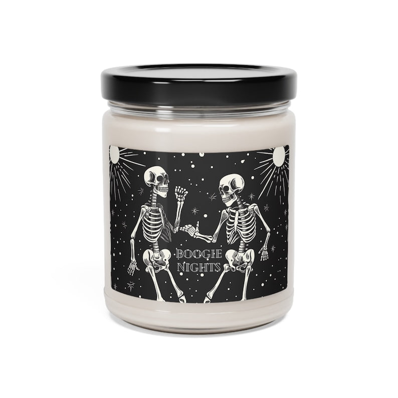 Boogie Nights Skeleton Candle | Scented Soy Wax Halloween Candle | Spooky Gothic Home Decor | Skeleton Gift for Halloween Lovers