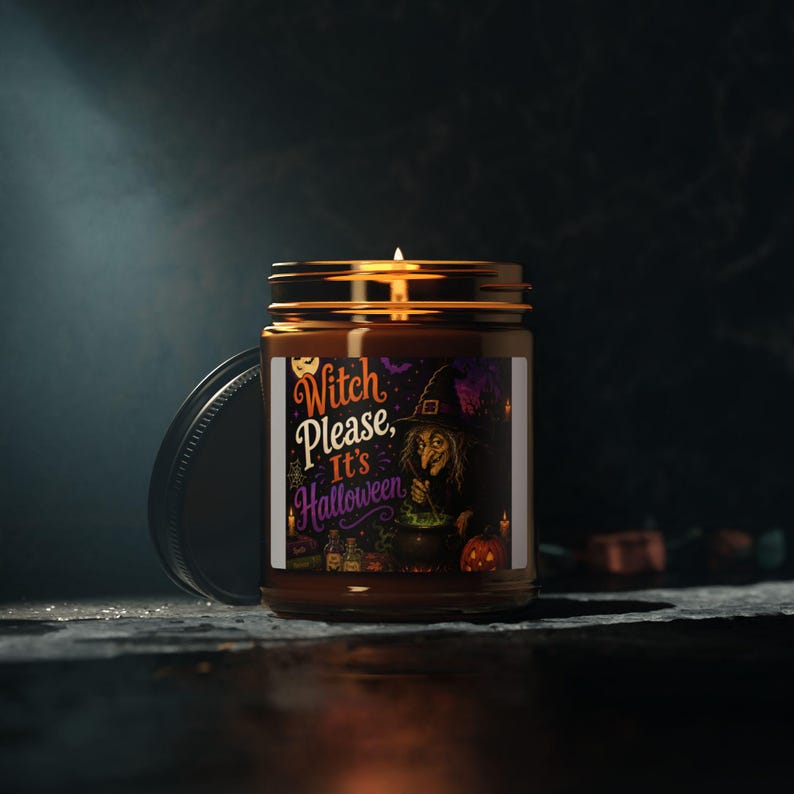 Witch Please It's Halloween Candle, Amber Jar Soy Candle, Funny Witchy Halloween Decor, Spooky Fall Candle, Gothic Home Decor, Halloween Gift