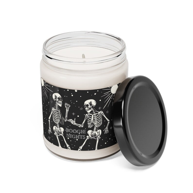 Boogie Nights Skeleton Candle | Scented Soy Wax Halloween Candle | Spooky Gothic Home Decor | Skeleton Gift for Halloween Lovers