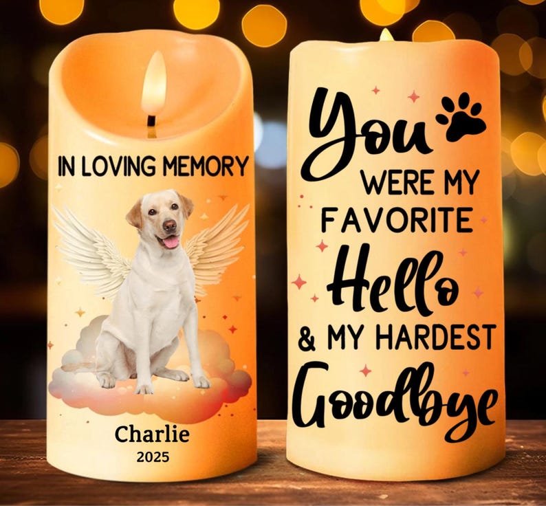 Custom Pet Memorial LED Candle, Personalized Pet Photo Keepsake, Dog & Cat Remembrance Candle, Pet Loss Sympathy Gift, In Loving Memory Decor
