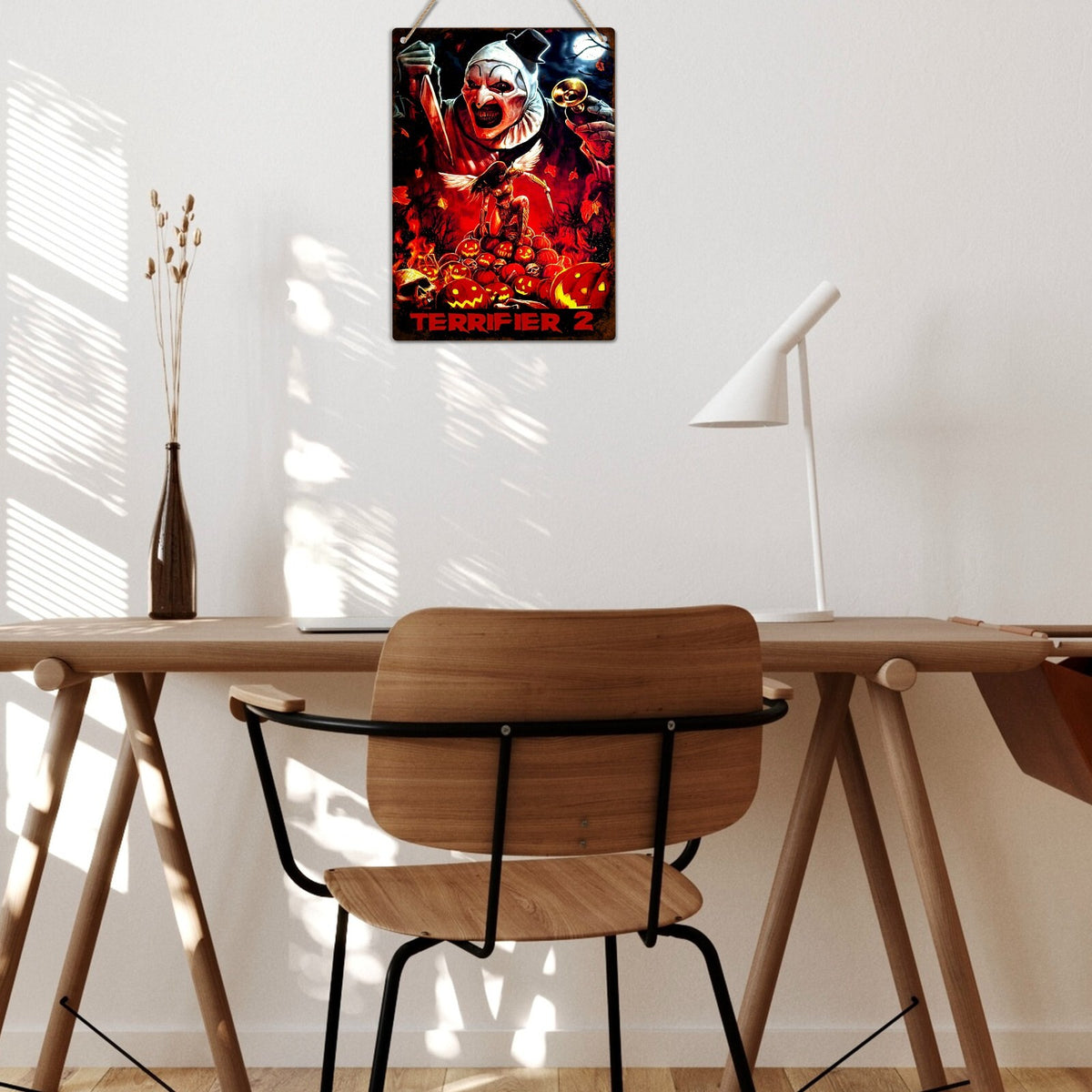 Horror Clown Metal Tin Sign, Creepy Movie Inspired Wall Art, Scary Halloween Metal Wall Plaque, Vintage Horror Room Decor, Spooky Gift