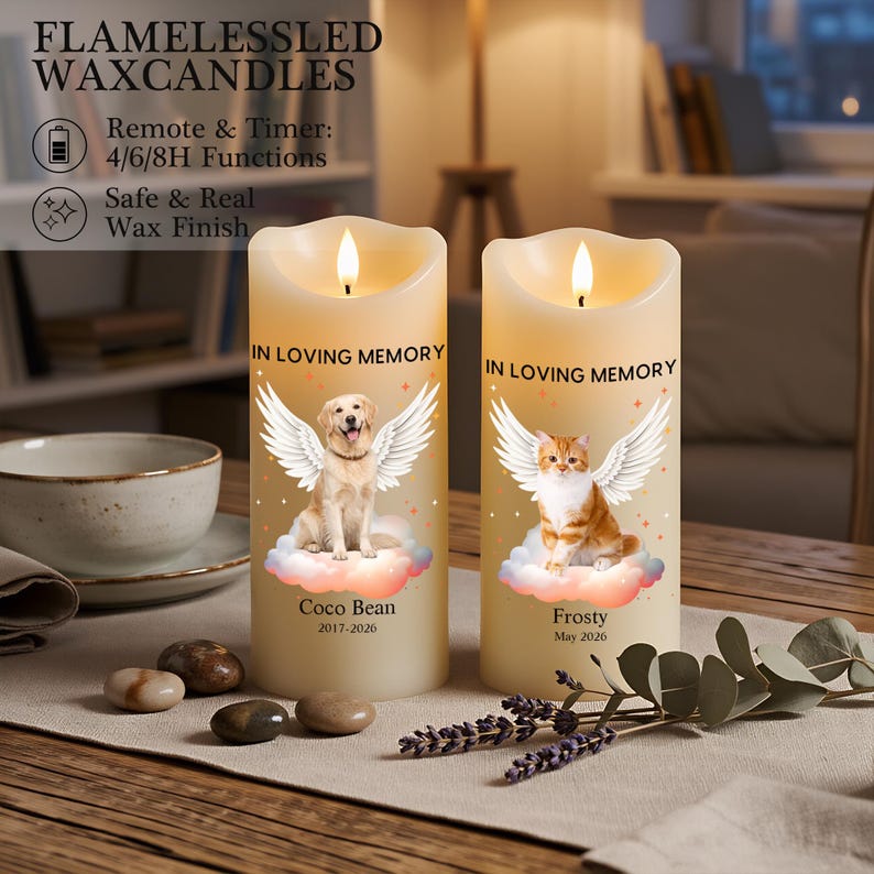 Personalized Photo LED Candle, Custom Sympathy Candle, Bereavement Gift for Family, Personalized Photo Remembrance Gift, In Loving Memory Decor (Copy)