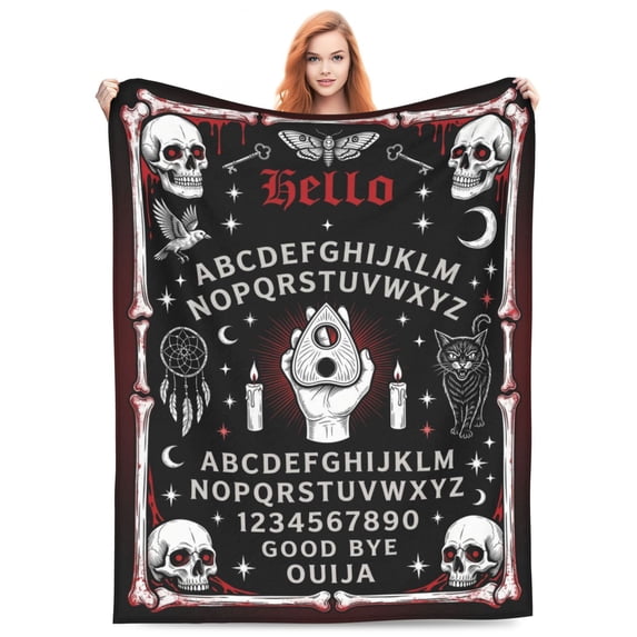 Ouija Board Goth Throw Blanket Halloween Blanket, Witch Spooky Flannel Throw Blanket