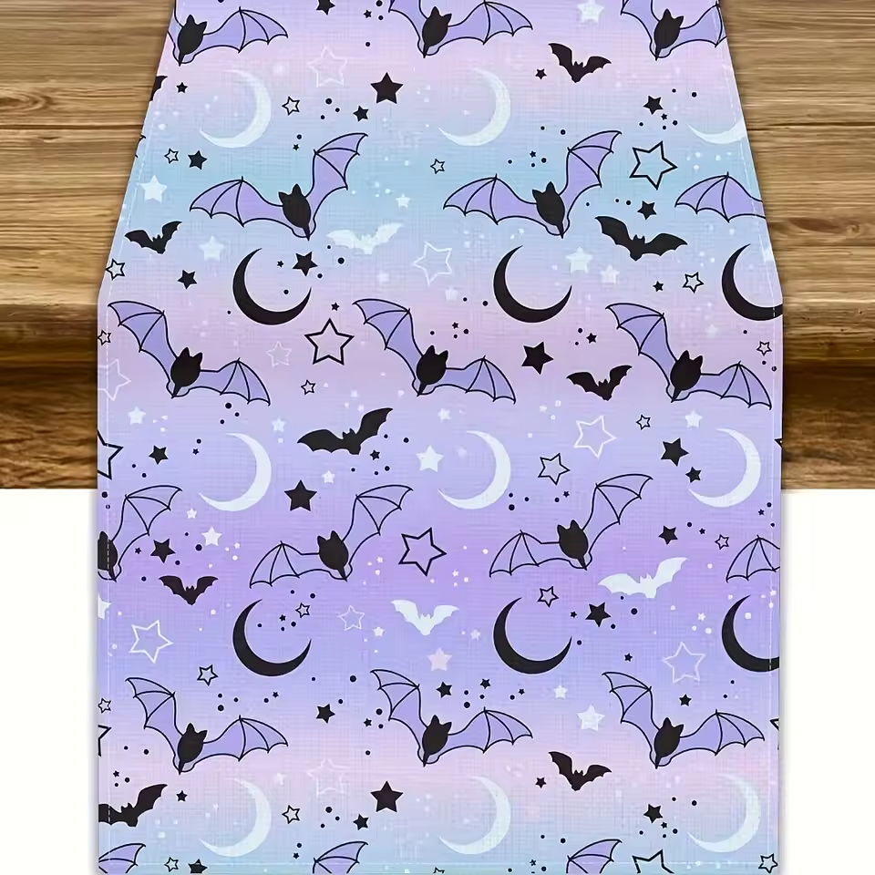 Baroque Gothic Bat Table Runner Vintage Floral Pattern Perfect for Halloween Restaurant and Living Room Decoration (Copy)