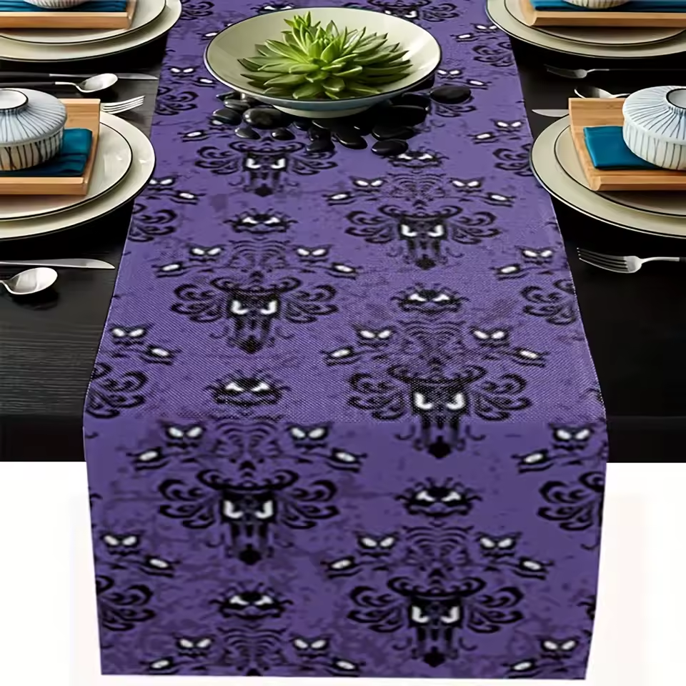 Haunted Mansion Ghosts Halloween Table Runner - Spooky Decor for Dinner, Holiday Parties, and Events