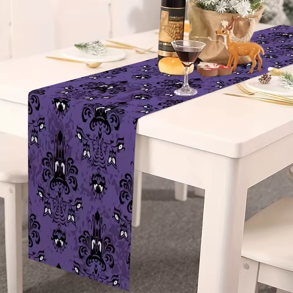 Haunted Mansion Ghosts Halloween Table Runner - Spooky Decor for Dinner, Holiday Parties, and Events
