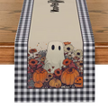 Halloween Cute Ghost Chrysanthemum Table Runners Dresser Table Decor Washable Kitchen Dining Coffee Table Runner Party Decor