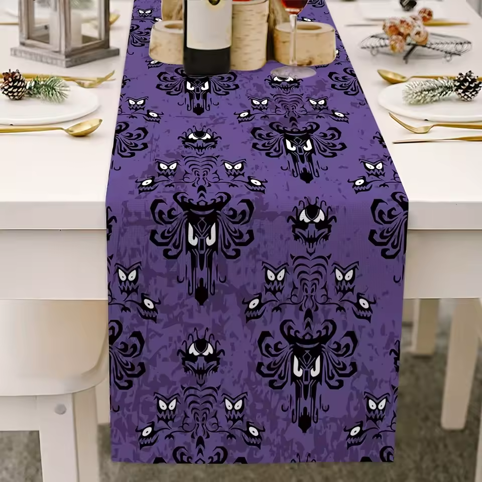 Haunted Mansion Ghosts Halloween Table Runner - Spooky Decor for Dinner, Holiday Parties, and Events