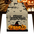 Halloween Horror Pumpkin Bat Linen Table Runners Kitchen Decor Reusable Table Runner for Dining Table Halloween Decorations