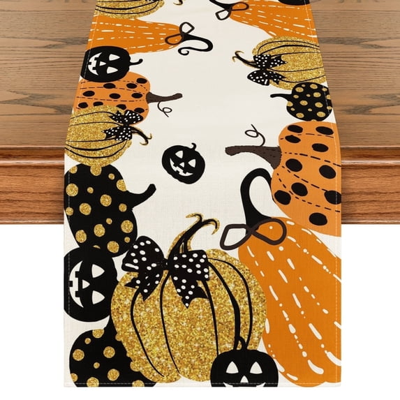 Smile Halloween Jack-O-Lantern Pumpkin Table Runner