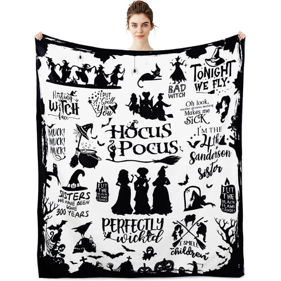 Witch Blanket Halloween Throw Blankets for Women Witch Flannel Fleece Blankets for Couch Sofa Bed Chair Decor Halloween Decorations Blanket