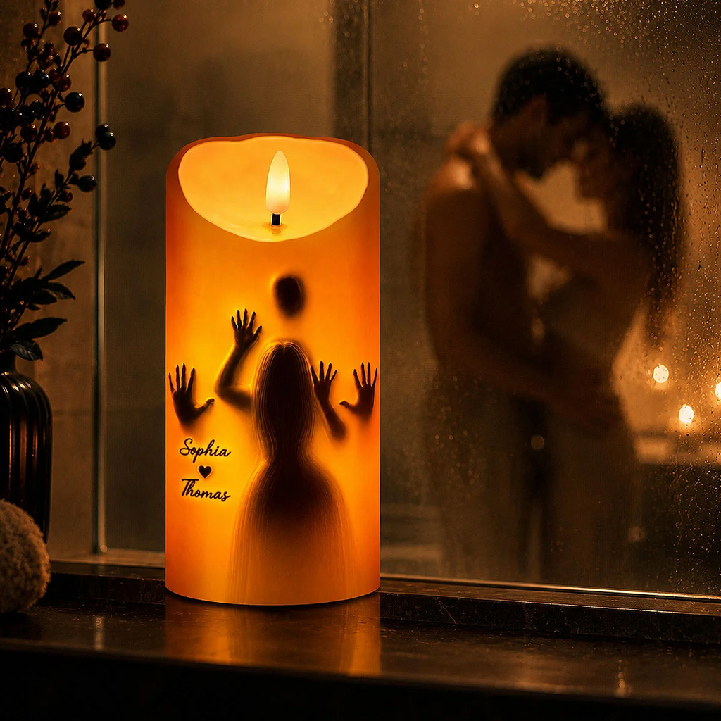 💕🔥 Can’t Keep My Hands Off You Naughty Couple Silhouette LED Candle 🕯️💑
