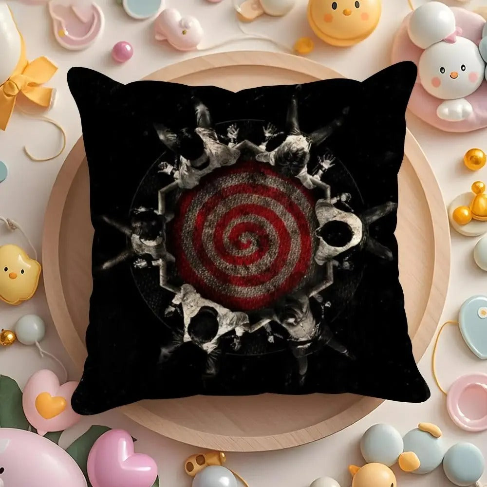 Horror Movie Plush Cushion Cover, S-Saw X Double-Sided Printed Throw Pillow Case, Soft Short Plush Winter Home Decor, Machine Washable Pillow Cover