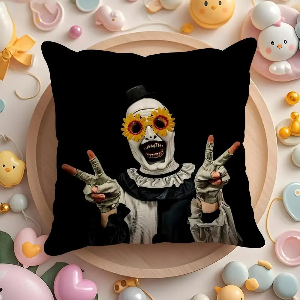 Horror Movie Plush Pillow Cover, Double-Sided Printed Throw Cushion Case, Soft Short Plush Winter Home Decor, Machine Washable Pillowcase
