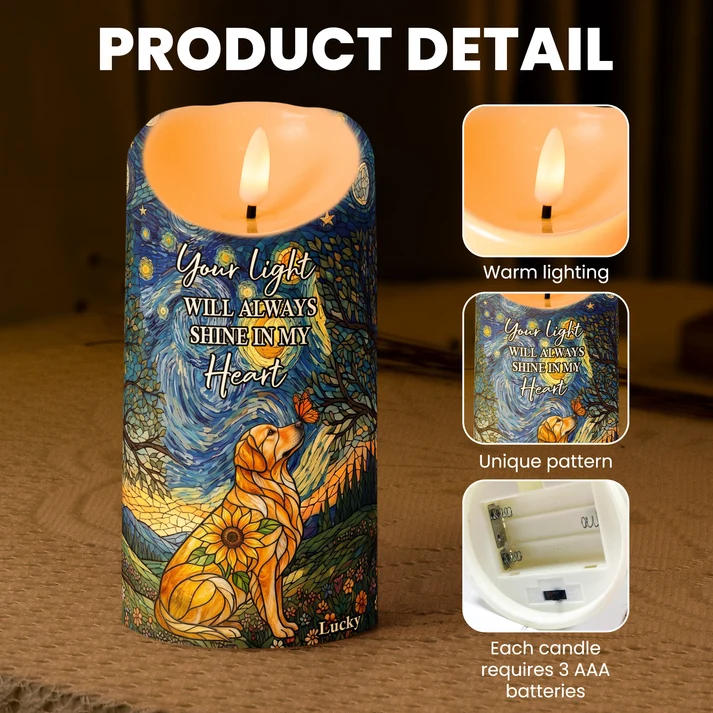 🐾🕊️ Custom Photo Pet Memorial Personalized LED Candle 🕯️❤️