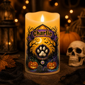 Spooky Pet Name Halloween LED Flameless Candle, Personalized Custom Pet Candle, Halloween Decor Gift for Dog & Cat Lovers